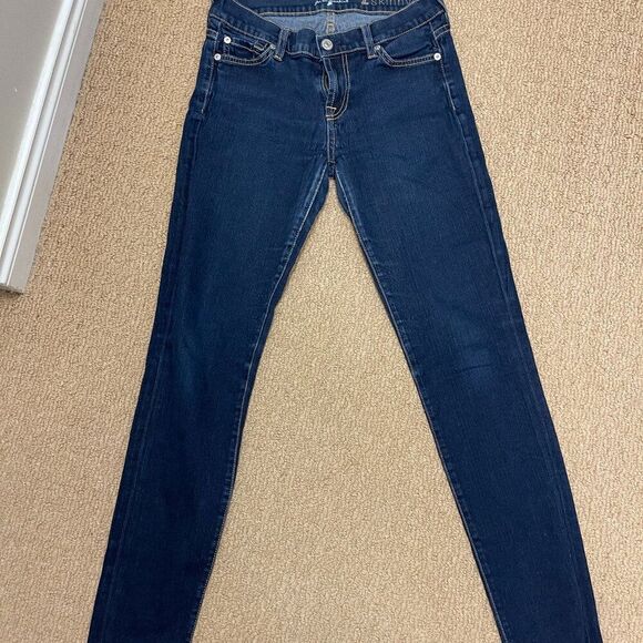 7 For All Mankind Dark Wash Mid Rise Skinny Jeans - US 26 - Picture 7 of 16